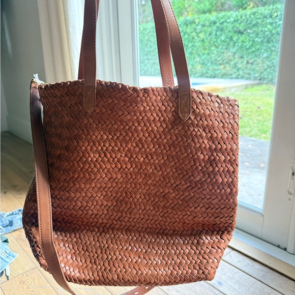 Madewell Woven Leather Transport Tote Bag - burnished caramel size medium - Picture 4 of 6